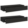 Wall-Mounted Drawer Shelves - Elegant Black MDF Design