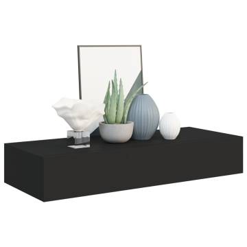 Wall-Mounted Drawer Shelves - Elegant Black MDF Design