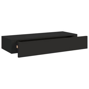 Wall-Mounted Drawer Shelves - Elegant Black MDF Design