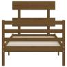 Solid Wood Bed Frame with Headboard - Honey Brown 90x200 cm