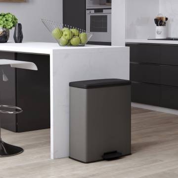 Curver Duo Pedal Bin Deco 26L+26L - Cool Grey | Hipomarket UK