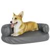 Ergonomic Foam Dog Bed - Grey Faux Leather 60x42 cm | Hipo Market