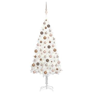 Pre-lit White Christmas Tree with Ball Set - 180 cm