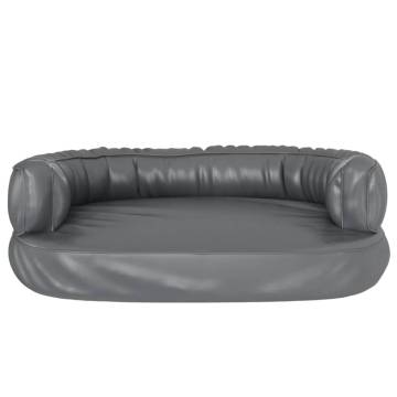 Ergonomic Foam Dog Bed - Grey Faux Leather 60x42 cm | Hipo Market