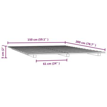 Solid Wood Pine Bed Frame - White King Size 150x200 cm