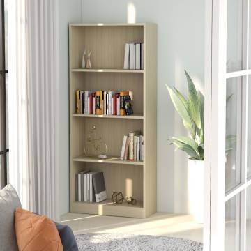 4-Tier Book Cabinet in Sonoma Oak - Stylish & Modern Design