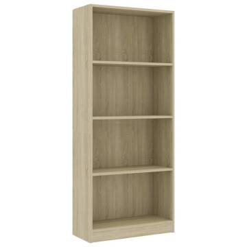 4-Tier Book Cabinet in Sonoma Oak - Stylish & Modern Design