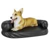 Ergonomic Foam Dog Bed in Black - 75x53 cm Faux Leather