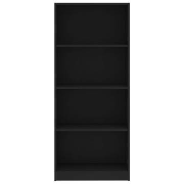 4-Tier Black Book Cabinet - Stylish & Modern Design