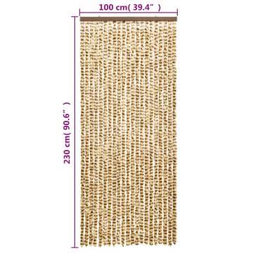 Fly Curtain Beige and Brown 100x230 cm Chenille | HipoMarket