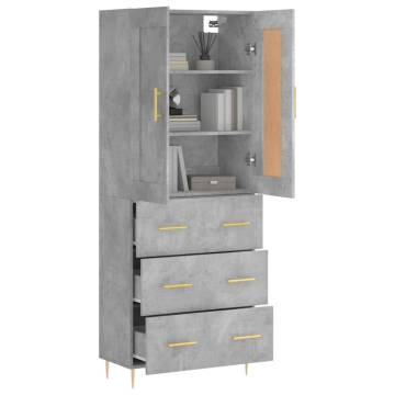 Stylish Highboard in Concrete Grey - 69.5x34x180 cm