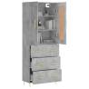 Stylish Highboard in Concrete Grey - 69.5x34x180 cm