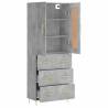 Stylish Highboard in Concrete Grey - 69.5x34x180 cm