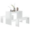 3 Piece High Gloss White Dining Set - Modern & Sturdy