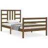 Honey Brown Bed Frame with Headboard - Solid Wood 90x200 cm