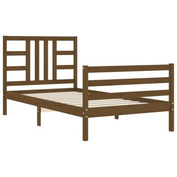 Honey Brown Bed Frame with Headboard - Solid Wood 90x200 cm