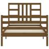 Honey Brown Bed Frame with Headboard - Solid Wood 90x200 cm