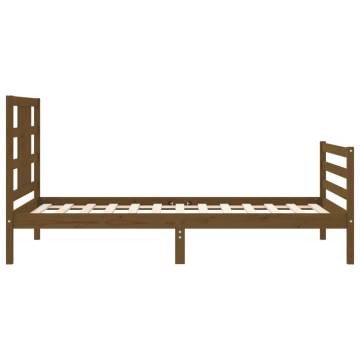 Honey Brown Bed Frame with Headboard - Solid Wood 90x200 cm