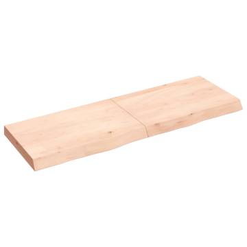 Rustic Wall Shelf - Untreated Solid Oak Wood - 120x40 cm