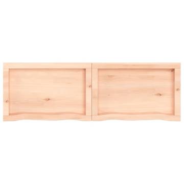 Rustic Wall Shelf - Untreated Solid Oak Wood - 120x40 cm