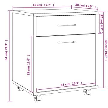 Rolling Cabinet Grey Sonoma 45x38x54 cm | Hipomarket