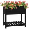 Planter with Shelf Black - Solid Pine Wood | Hipomarket