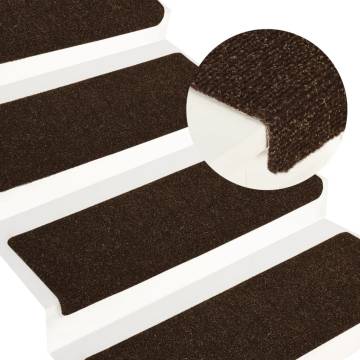 15 pcs Brown Stair Mats - Non-Slip & Washable | HipoMarket