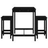 3 Piece Black Solid Wood Garden Bar Set - Stylish Outdoor Dining