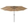 Outdoor Parasol with LED Lights and Metal Pole 400 cm Taupe Colour taupe Quantity in Package 1 