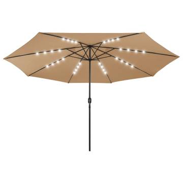 Outdoor Parasol with LED Lights - 400 cm Taupe | HipoMarket