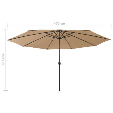 Outdoor Parasol with LED Lights - 400 cm Taupe | HipoMarket