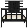 Black Single Bed Frame with Headboard | Solid Pine Wood