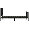 Black Single Bed Frame with Headboard | Solid Pine Wood