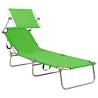 Folding Sun Lounger with Canopy - Green Aluminium | HipoMarket