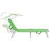 Folding Sun Lounger with Canopy - Green Aluminium | HipoMarket