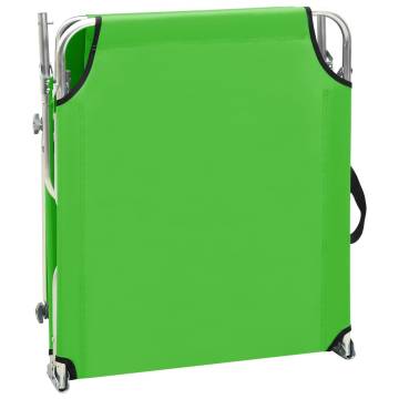 Folding Sun Lounger with Canopy - Green Aluminium | HipoMarket