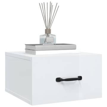 Wall-Mounted Bedside Cabinets - High Gloss White | HipoMarket