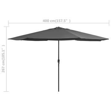 Outdoor Parasol with Metal Pole 400cm - Anthracite Shade