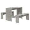 3 Piece Concrete Grey Dining Set | Modern Engineered Wood Design