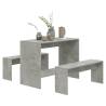 3 Piece Concrete Grey Dining Set | Modern Engineered Wood Design