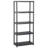 5-Tier Black Storage Shelf - Versatile & Sturdy Plastic