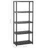 5-Tier Black Storage Shelf - Versatile & Sturdy Plastic