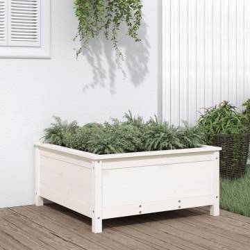 Garden Planter White Solid Wood Pine - 82.5x82.5x39 cm