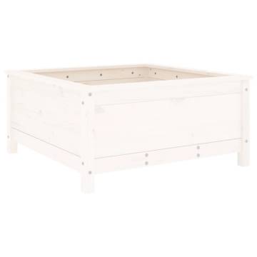 Garden Planter White Solid Wood Pine - 82.5x82.5x39 cm