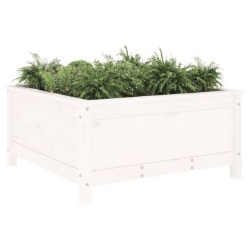 Garden Planter White Solid Wood Pine - 82.5x82.5x39 cm