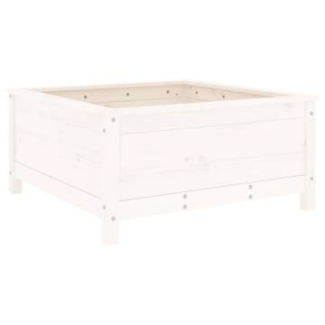 Garden Planter White Solid Wood Pine - 82.5x82.5x39 cm