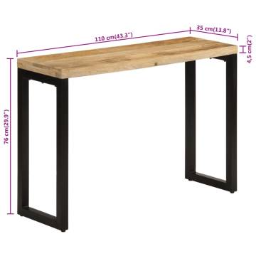 Solid Mango Wood Console Table - Scandinavian Design