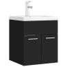 Stylish Sink Cabinet with Built-in Basin - Black Wood