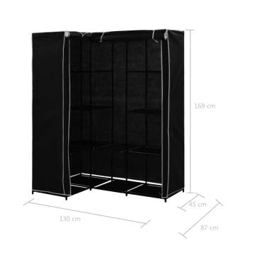 Corner Wardrobe Black 130x87x169 cm - Space-Saving Storage