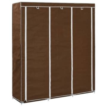 Brown Wardrobe with Compartments and Rods - 150x45x175 cm